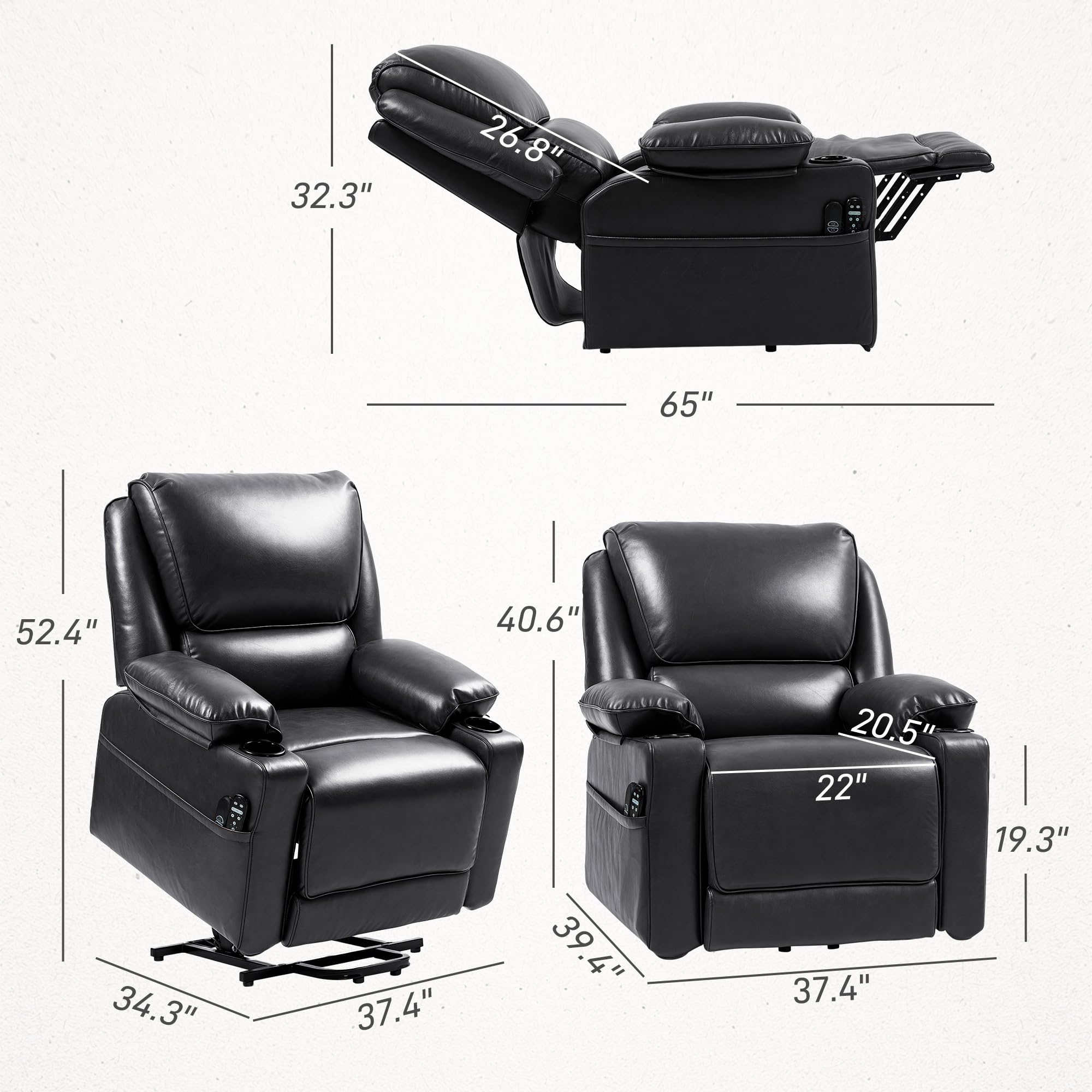 Power Lift Recliner Chair with Massage & Heat