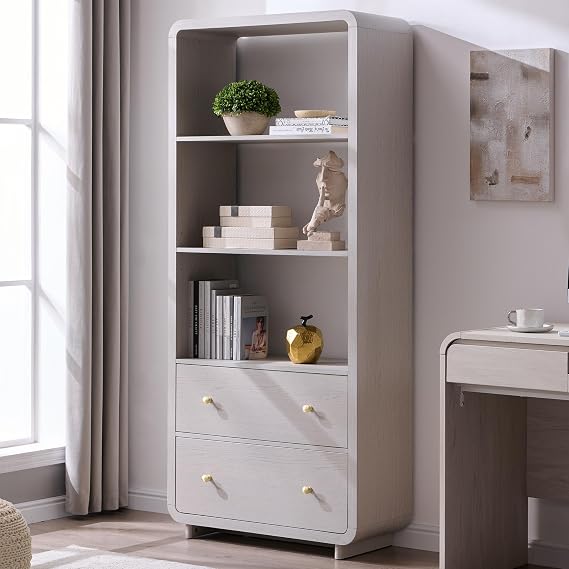 Curved Bookcase with Drawers