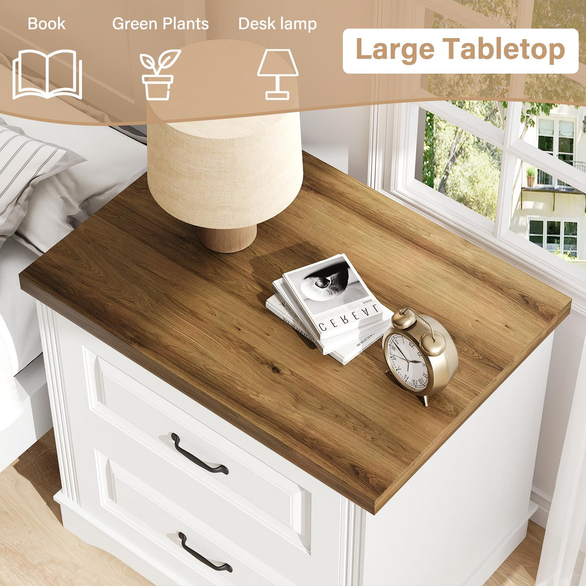 Farmhouse Nightstand with 2 Drawers