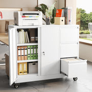 White 3-Drawer Rolling File Cabinet