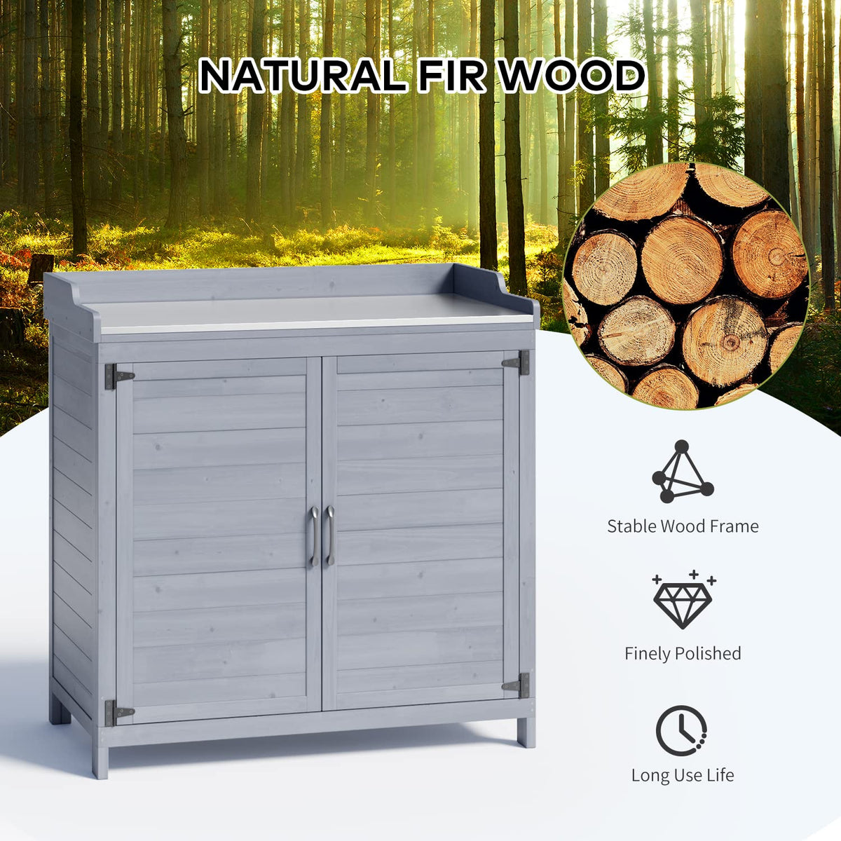 Outdoor Potting Bench with Cabinet