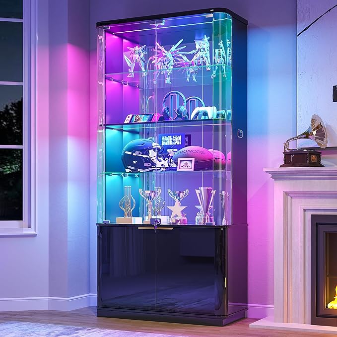 71" Tall RGB LED Display Cabinet with Glass Doors