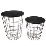 Round Wire Basket Nesting End Tables with Storage – Set of 2
