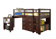 Donco Kids Study & Sleep Twin Cappuccino Low Loft Bed