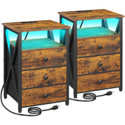 LED Nightstand Set of 2 with Charging Station