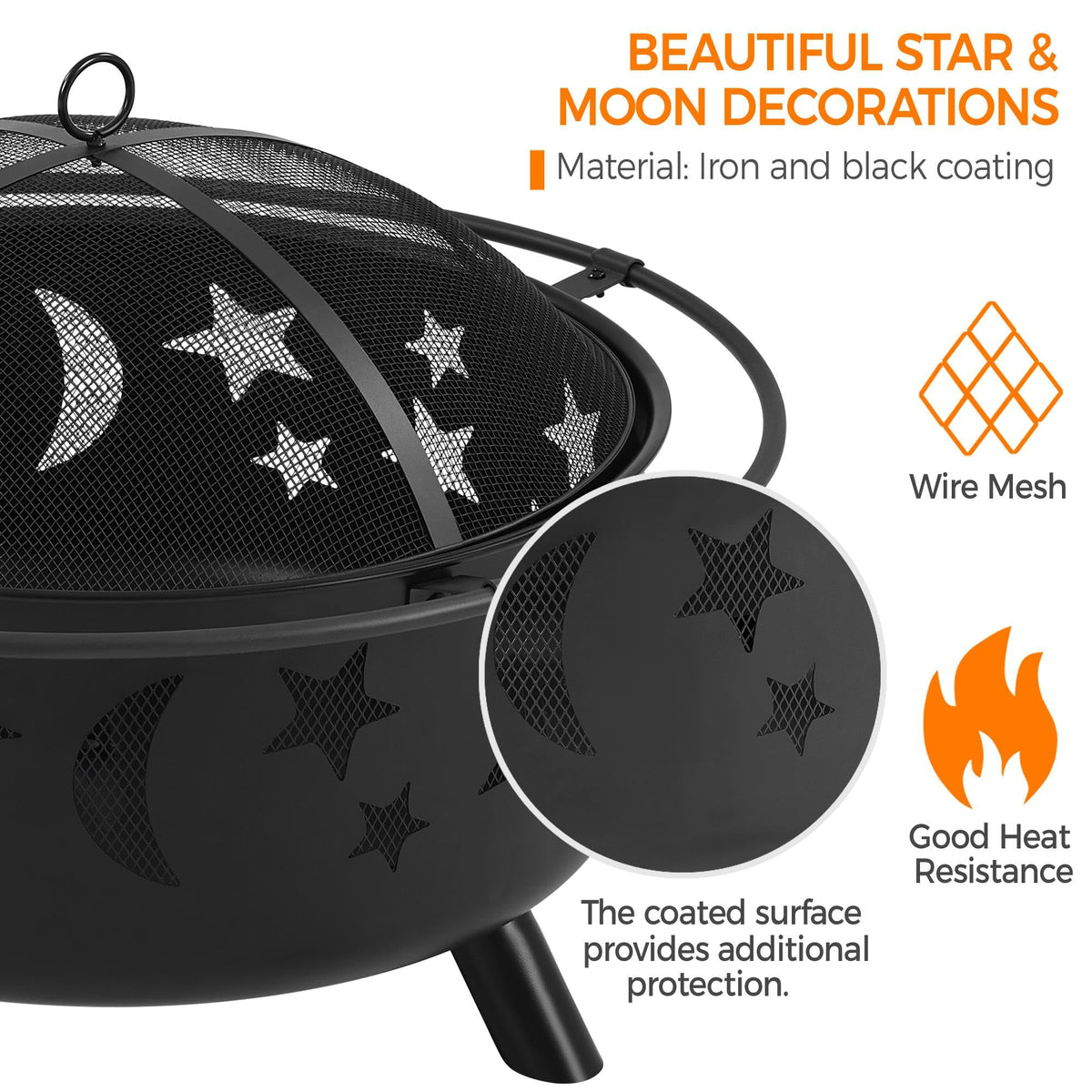 Yaheetech 30in Fire Pits for Outside Wood Burning Outdoor Fireplace