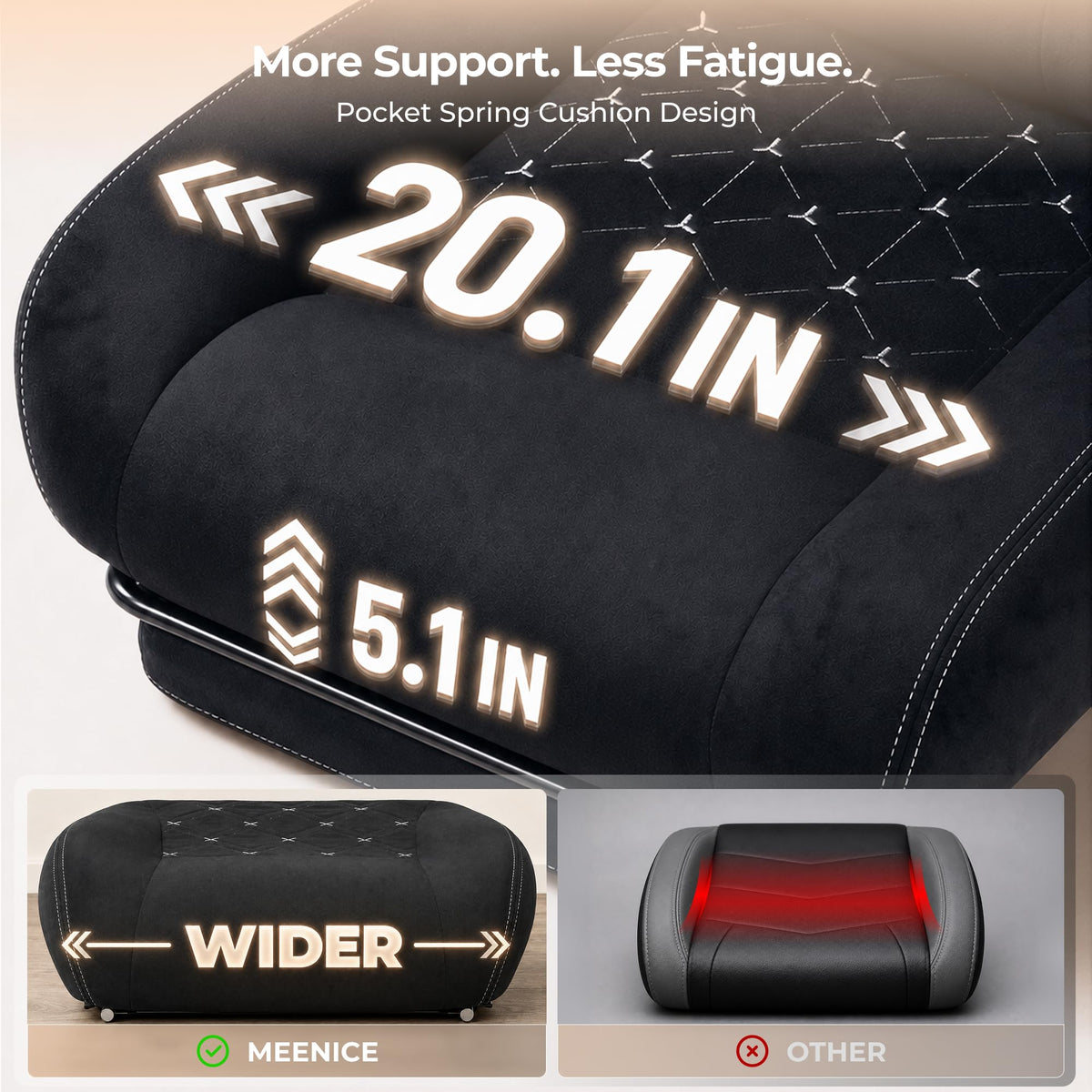 Fabric Gaming Chair with Heated Massage