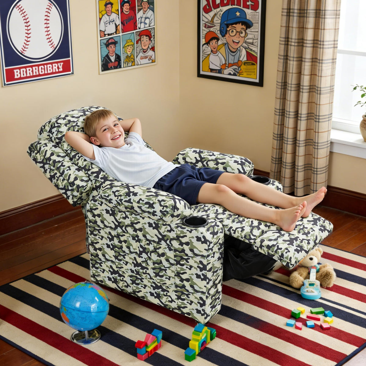 Kids Recliner with Cup Holders
