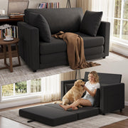TROMIRY Convertible Loveseat Sofa Bed | Pull Out 78.7” Floor Couch Bed | Folding Sleeper Sofa Bed for Living Room, Apartment & Guest Room | Black