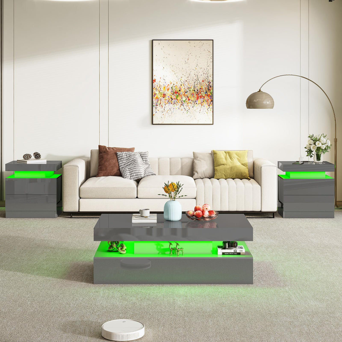 3-Piece LED Coffee Table Set