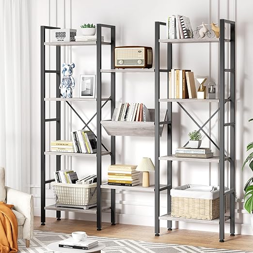 5-Tier Arched Bookshelf with Metal Frame