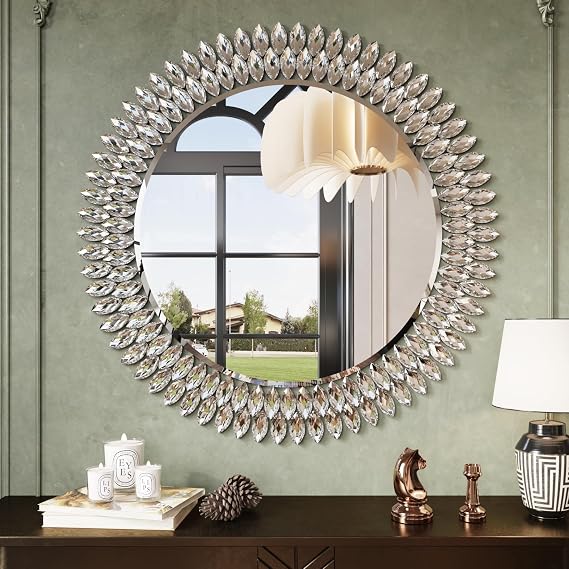 Round Jeweled Wall Mirror
