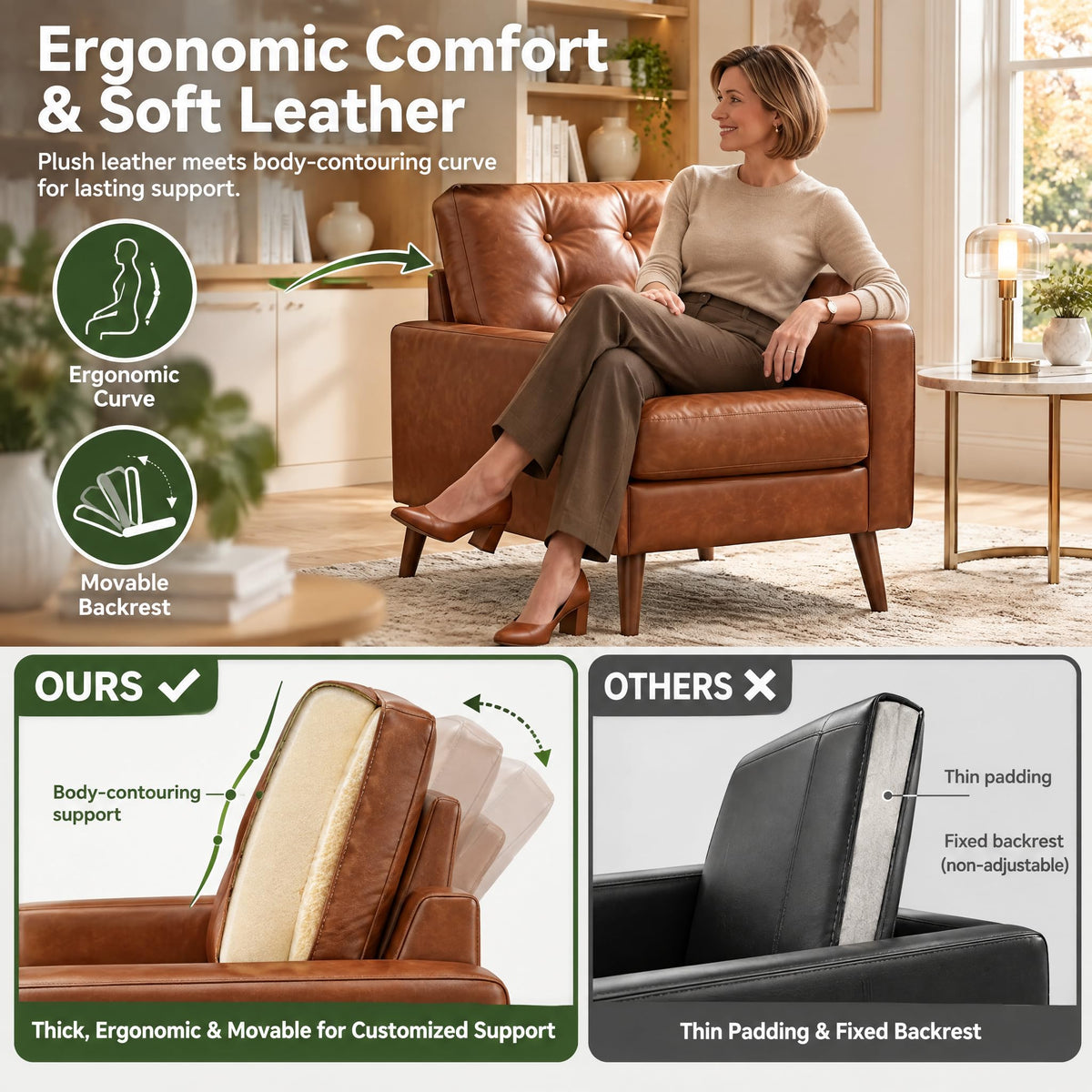 Tufted Faux Leather Accent Chair