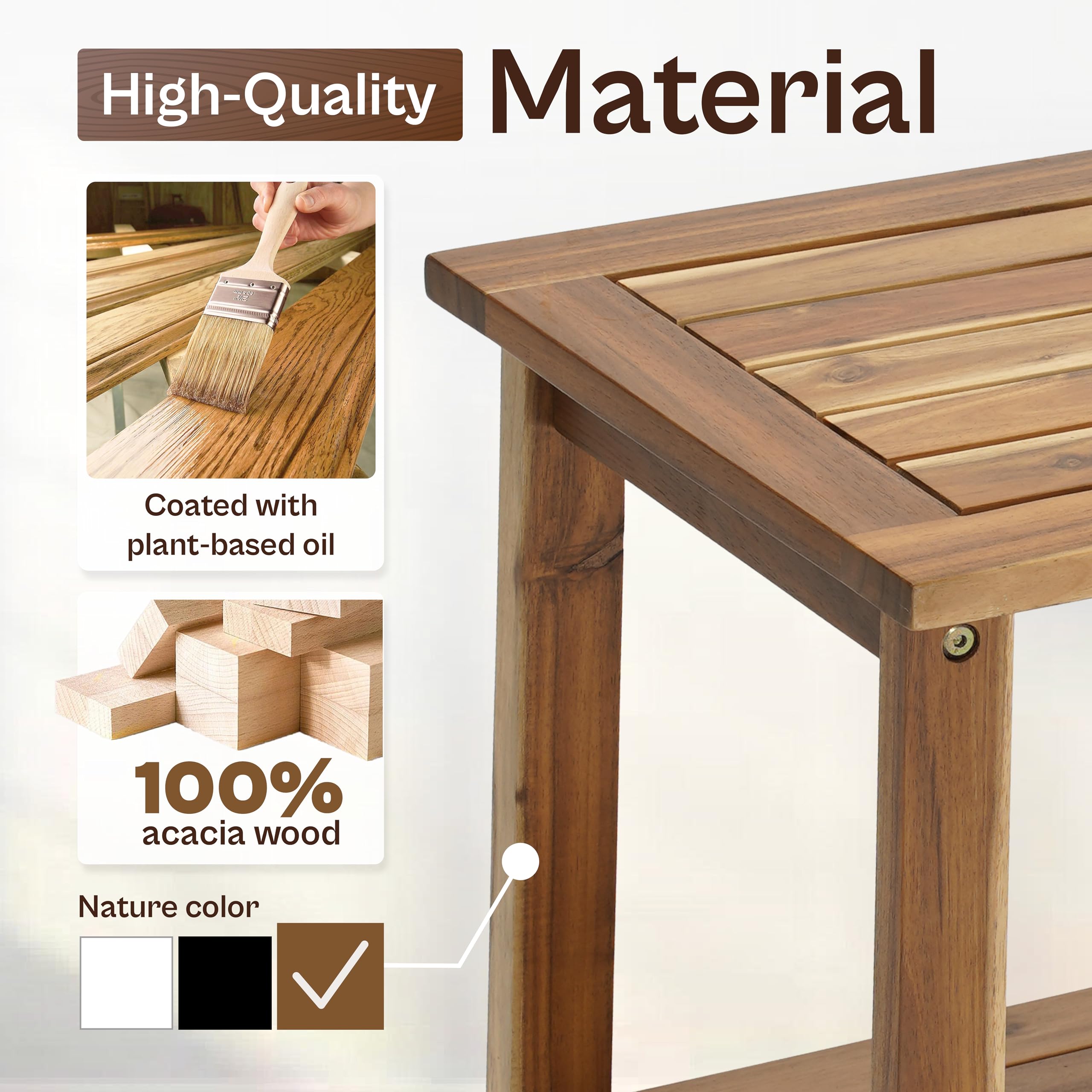 Acacia Wood 2-Tier Side Table