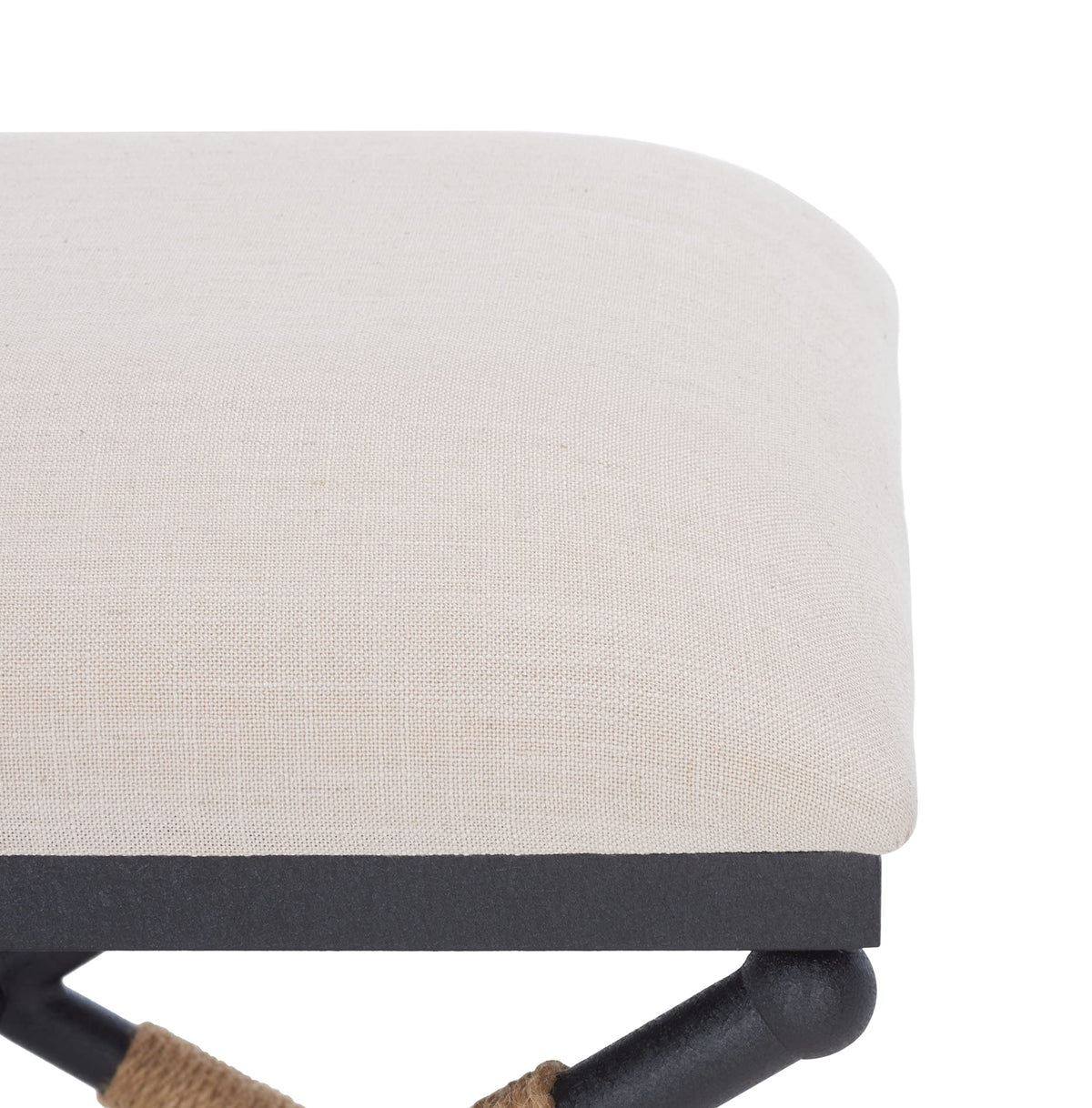 Hemp-Wrapped Linen Ottoman