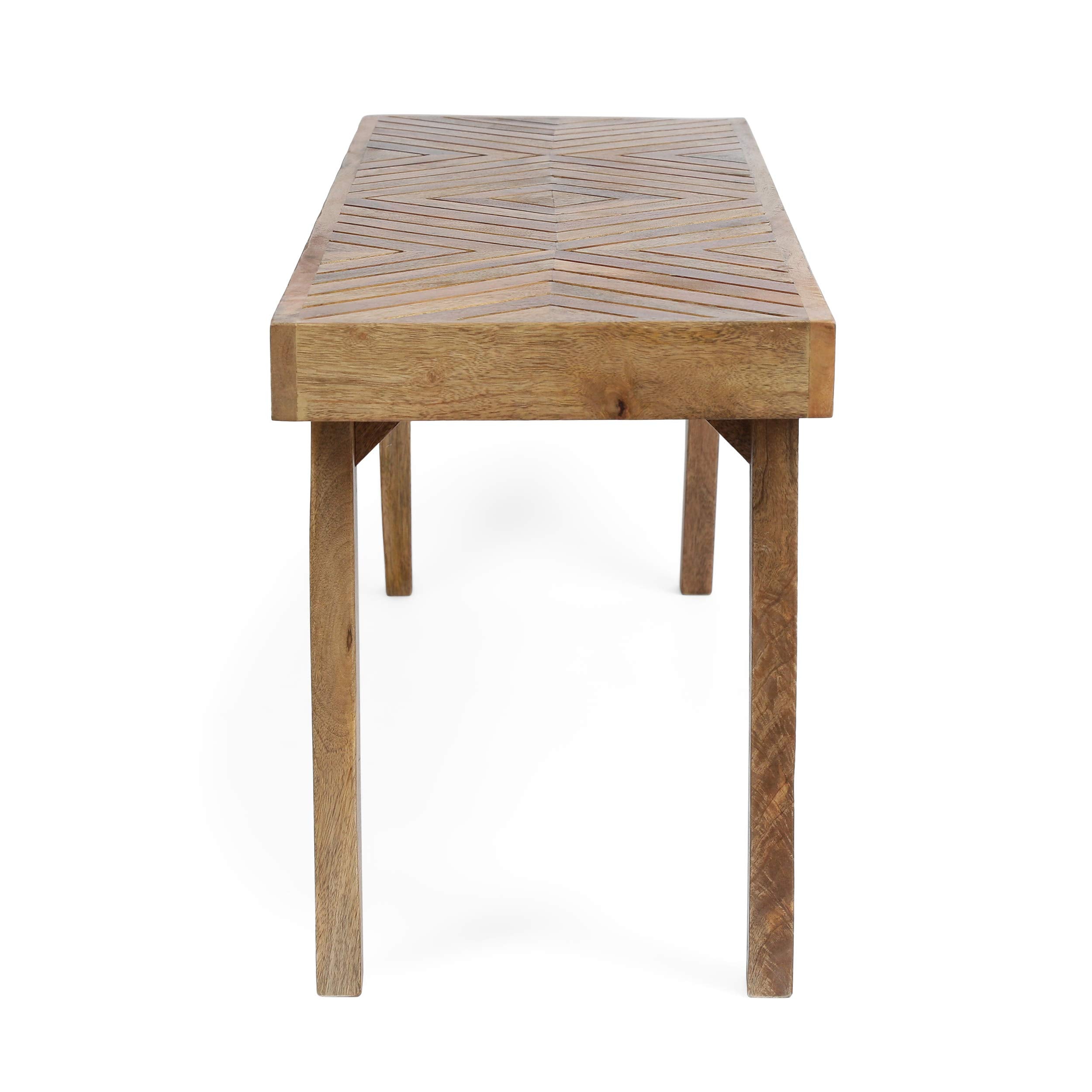 Mango Wood Dining Bench – Rustic Boho, Natural Brown