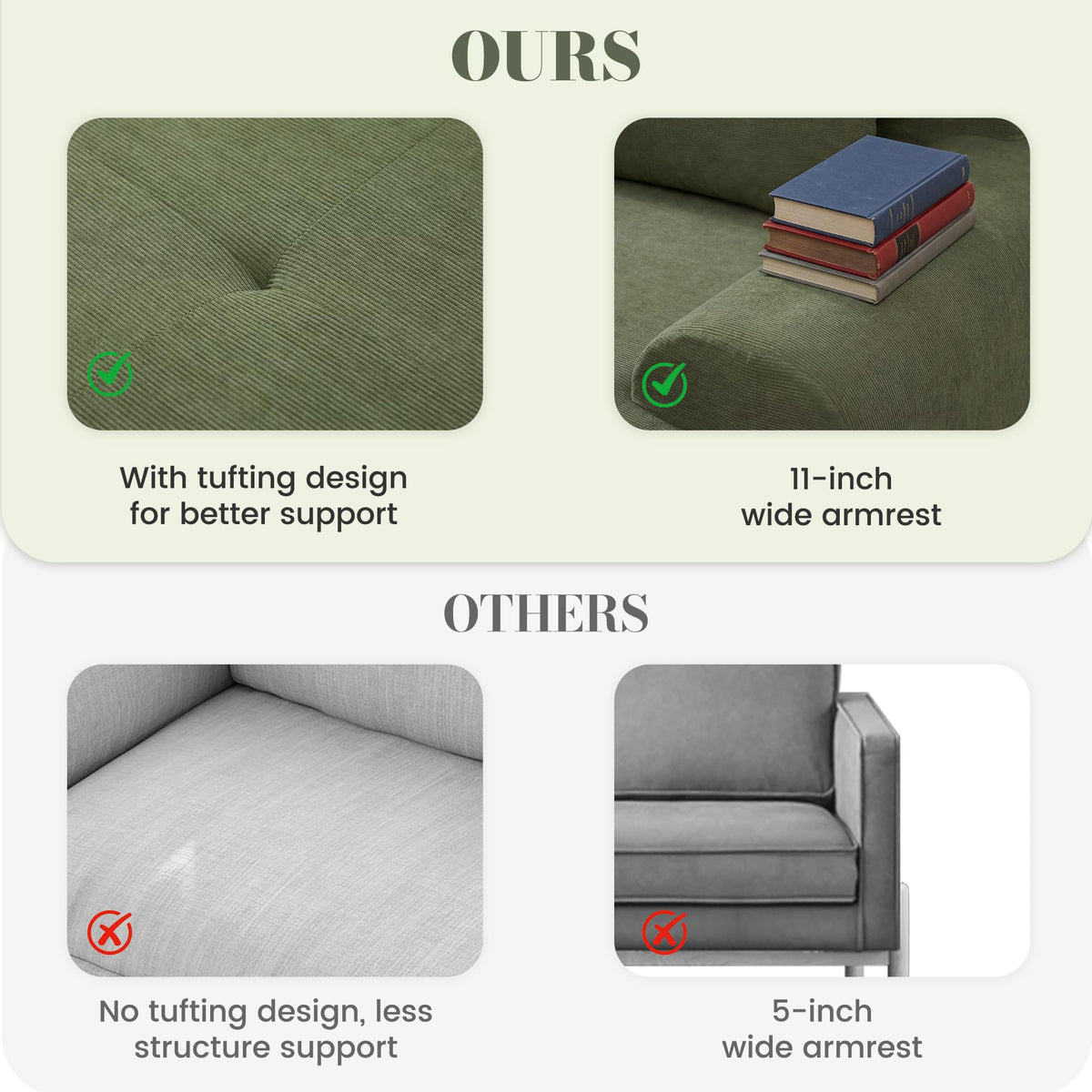 GRUSIGN 108'' Modular Boneless Sofa,Sectional Couch for Living Room