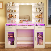 Vanity Desk with Mirror, Lights & Storage