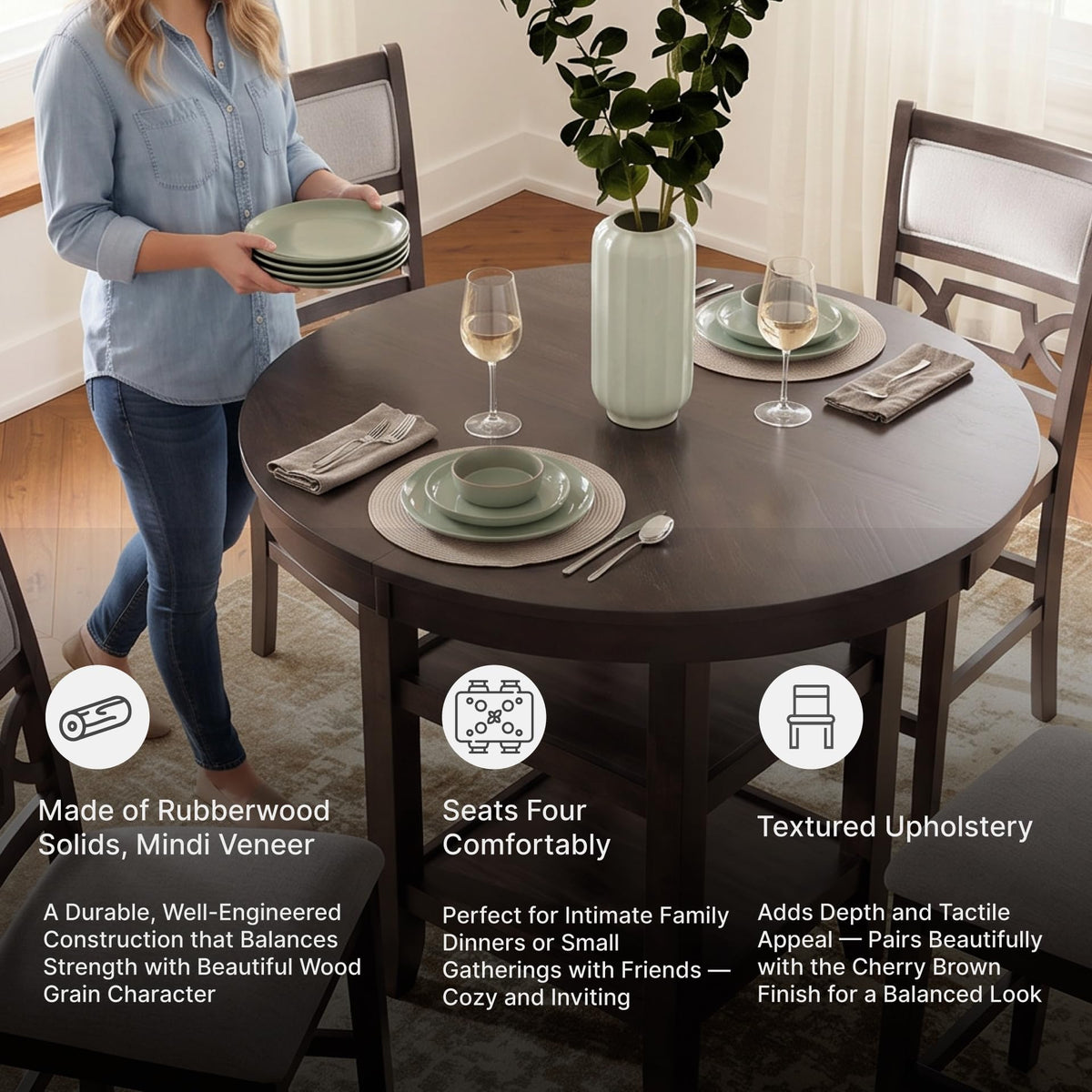 Signature Design by Ashley Round Counter Height Dining Set for 4