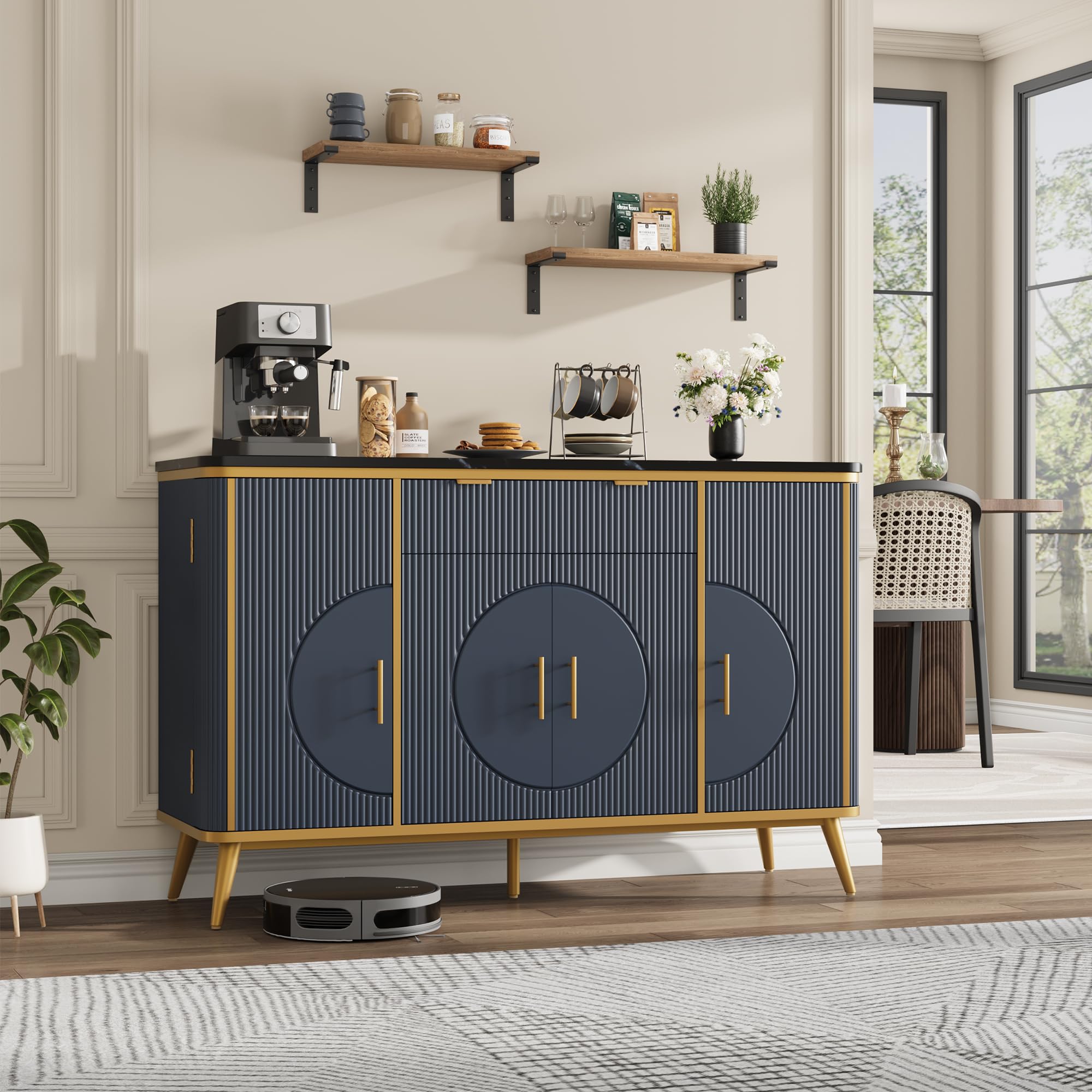 Fluted Buffet Cabinet with Storage
