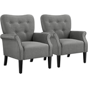 Yaheetech High Back Accent Chair Set of 2 with Rolled Arms, Dark Gray