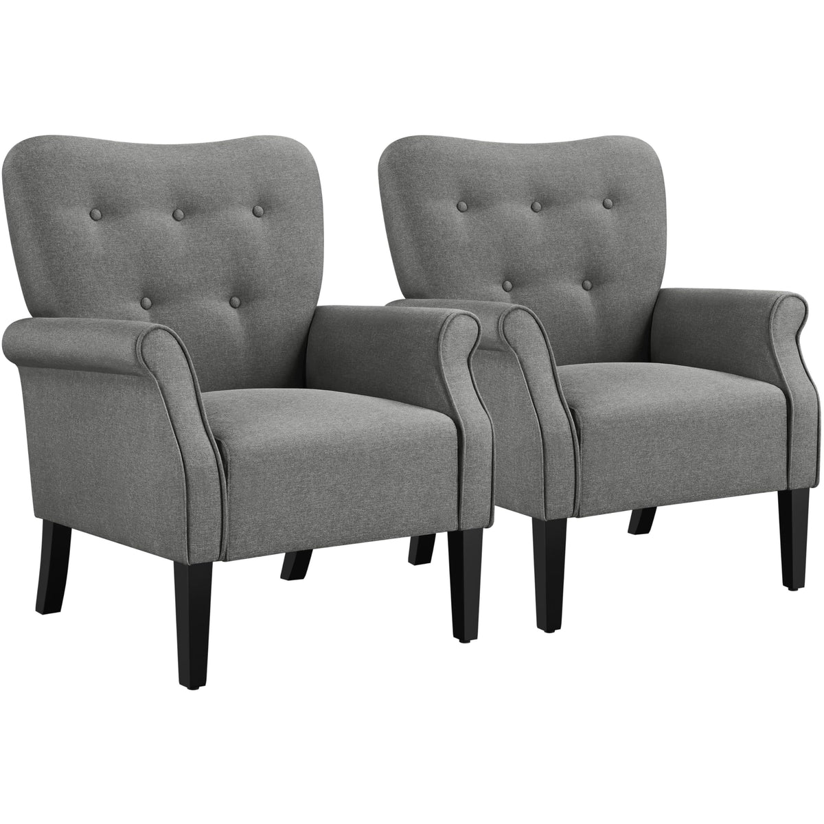 Yaheetech High Back Accent Chair Set of 2 with Rolled Arms, Dark Gray