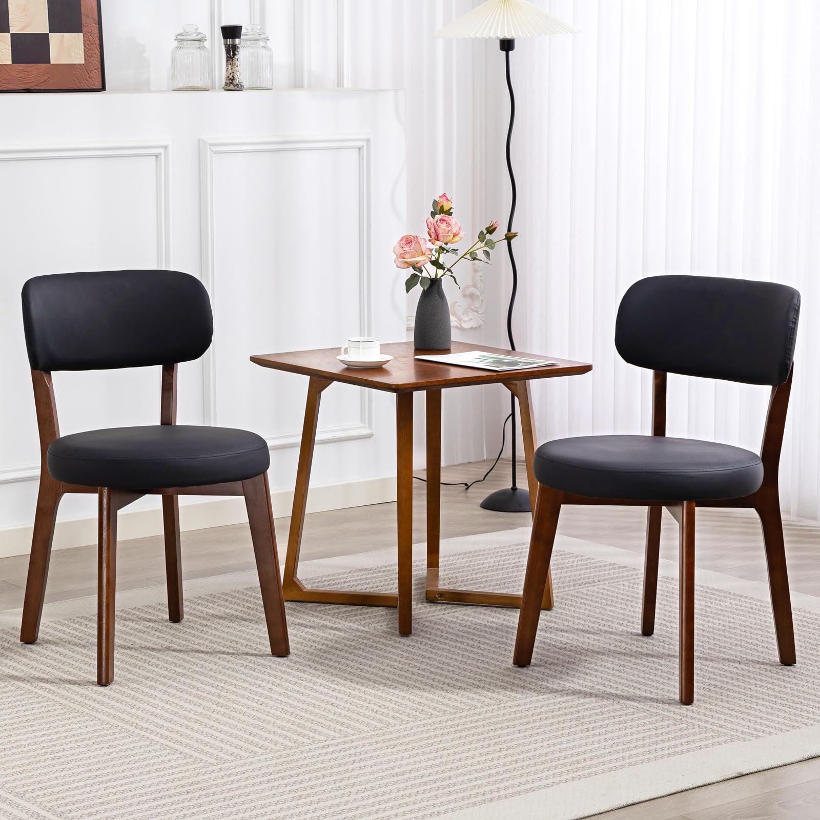 Mid-Century Modern Dining Chair with Rubberwood Frame