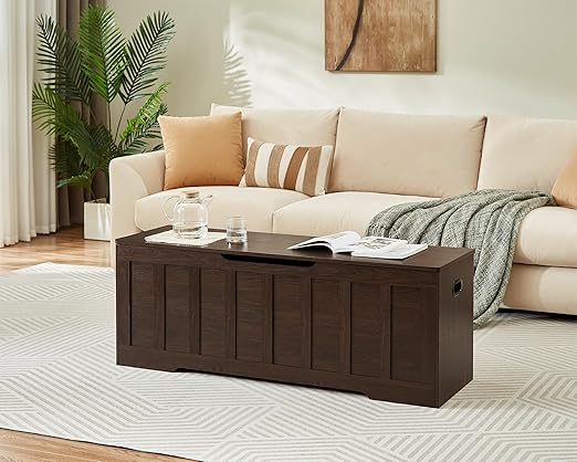 Large Storage Bench with Safety Hinges