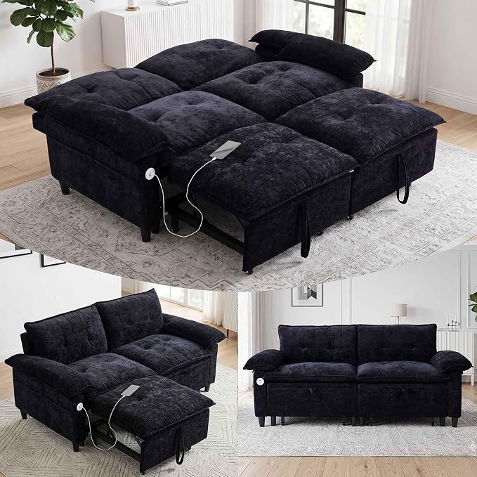 Chenille Loveseat Sleeper Sofa
