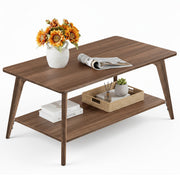 VASAGLE Coffee Table, 2-Tier Center Table with Storage, Tapered Legs