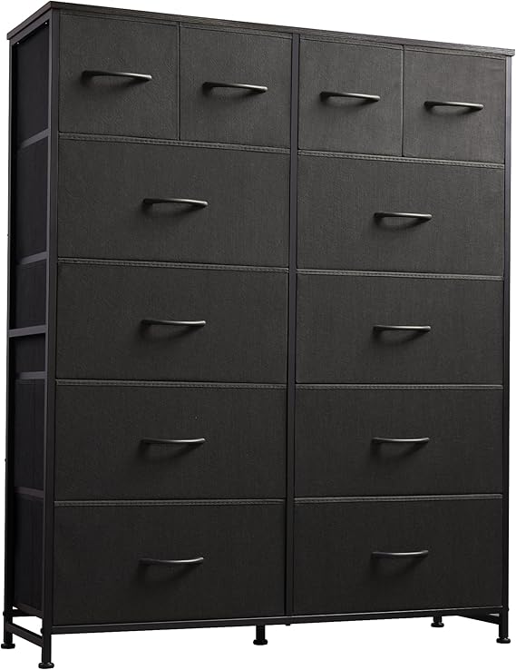 12-Drawer Fabric Dresser with Steel Frame & Wood Top