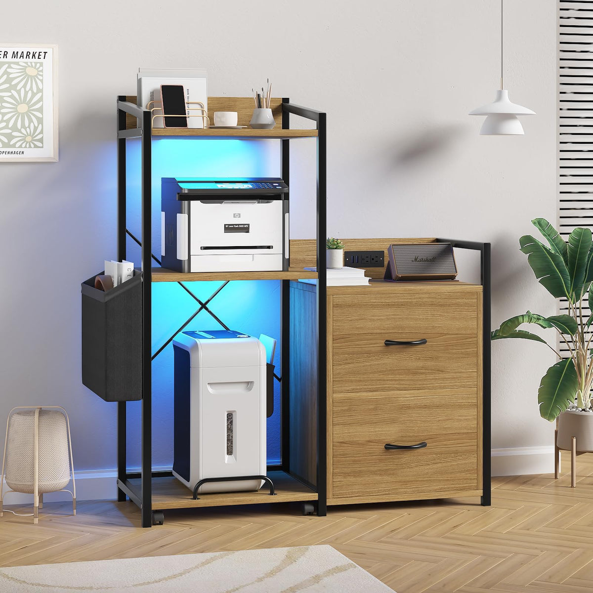 2-Drawer File Cabinet with LED Lights