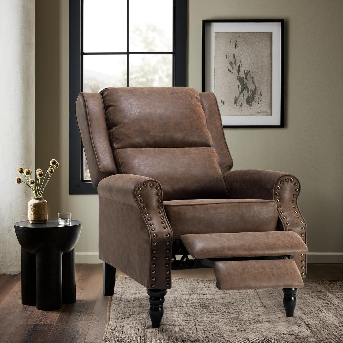 Faux Leather Pushback Recliner