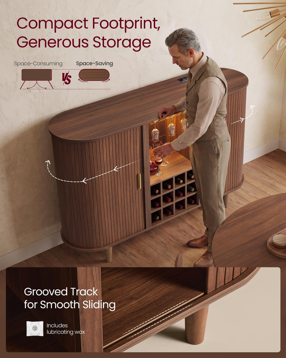 Walnut Sliding Door Sideboard