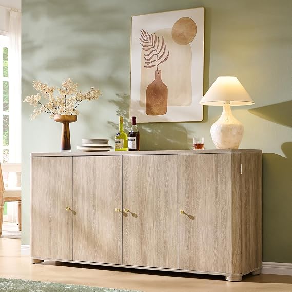 White Curved Buffet Cabinet