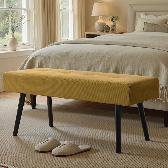 Green Corduroy Bench