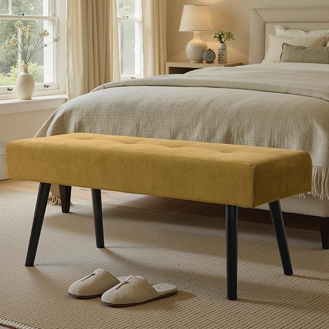 Corduroy Padded Entryway Bench