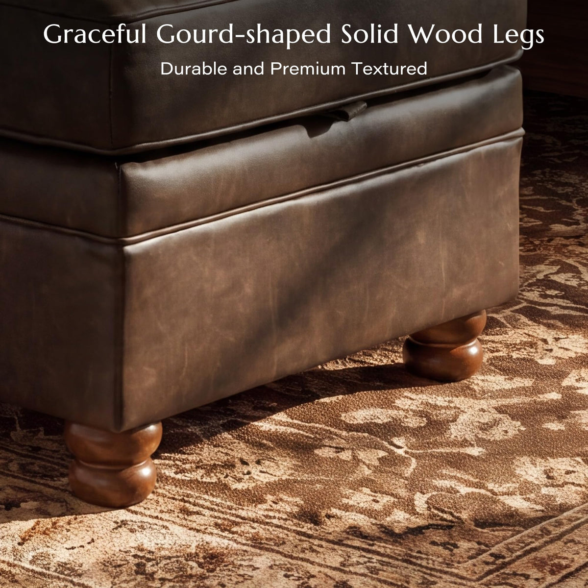 Square Faux Leather Storage Ottoman