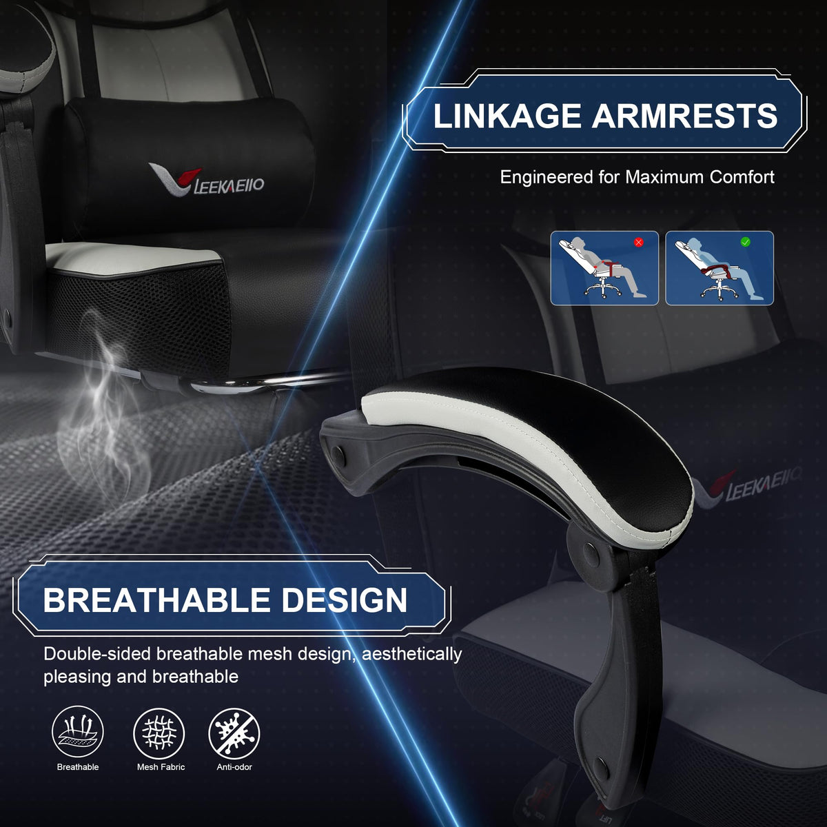 Wide Seat Gaming Chair with Footrest