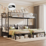 Metal Triple Bunk Bed with Charging Station