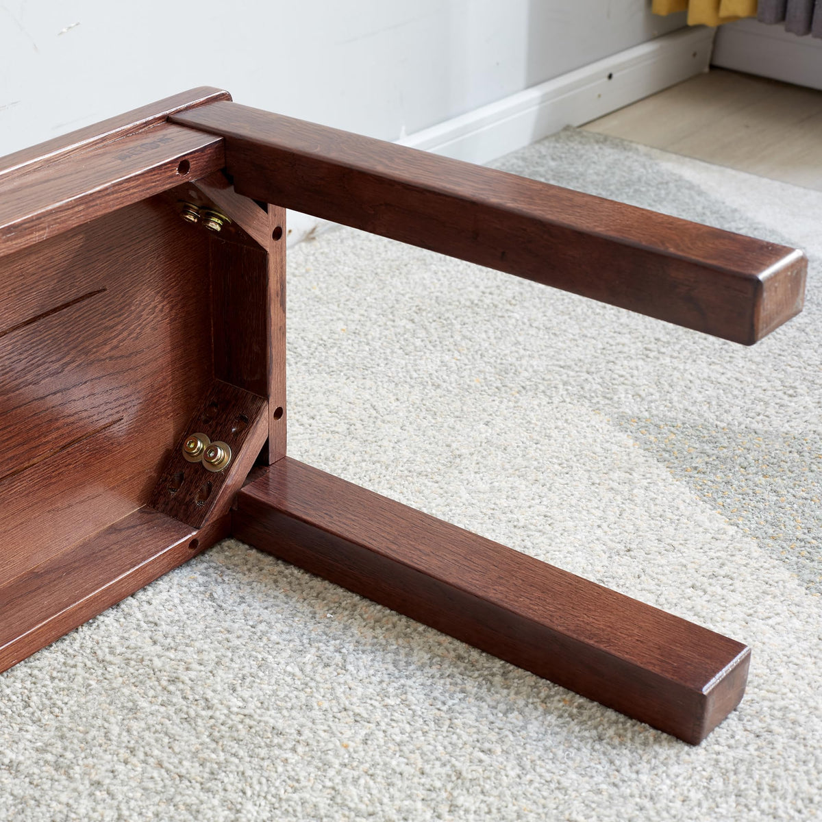 47.2" Solid Oak Wood Dining Bench, Walnut