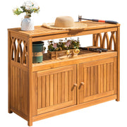 Acacia Wood Outdoor Storage Cabinet with Magnetic Doors