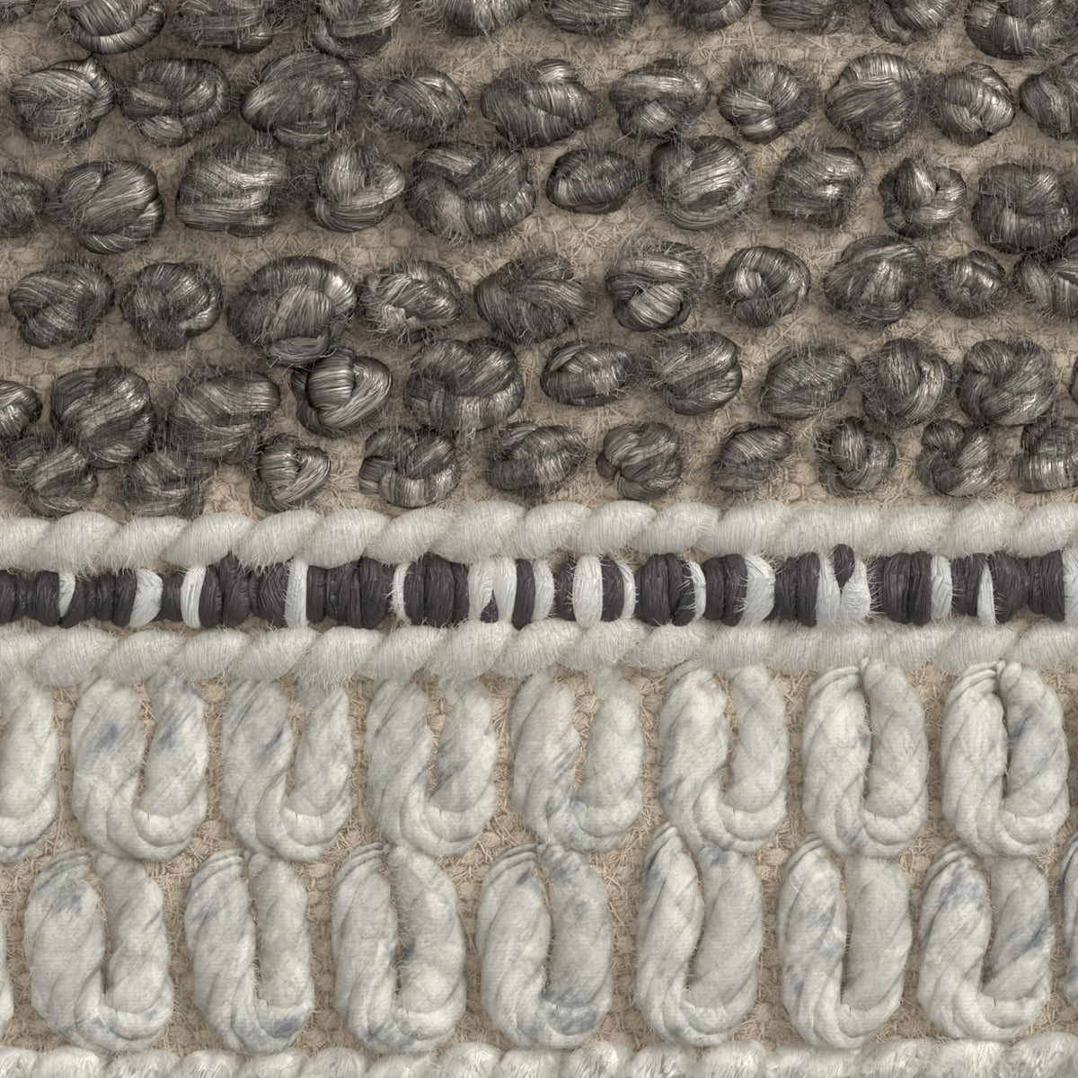 SIMPLIHOME Grady 18" Wide Square Pouf in Brown/Natural Wool and Cotton