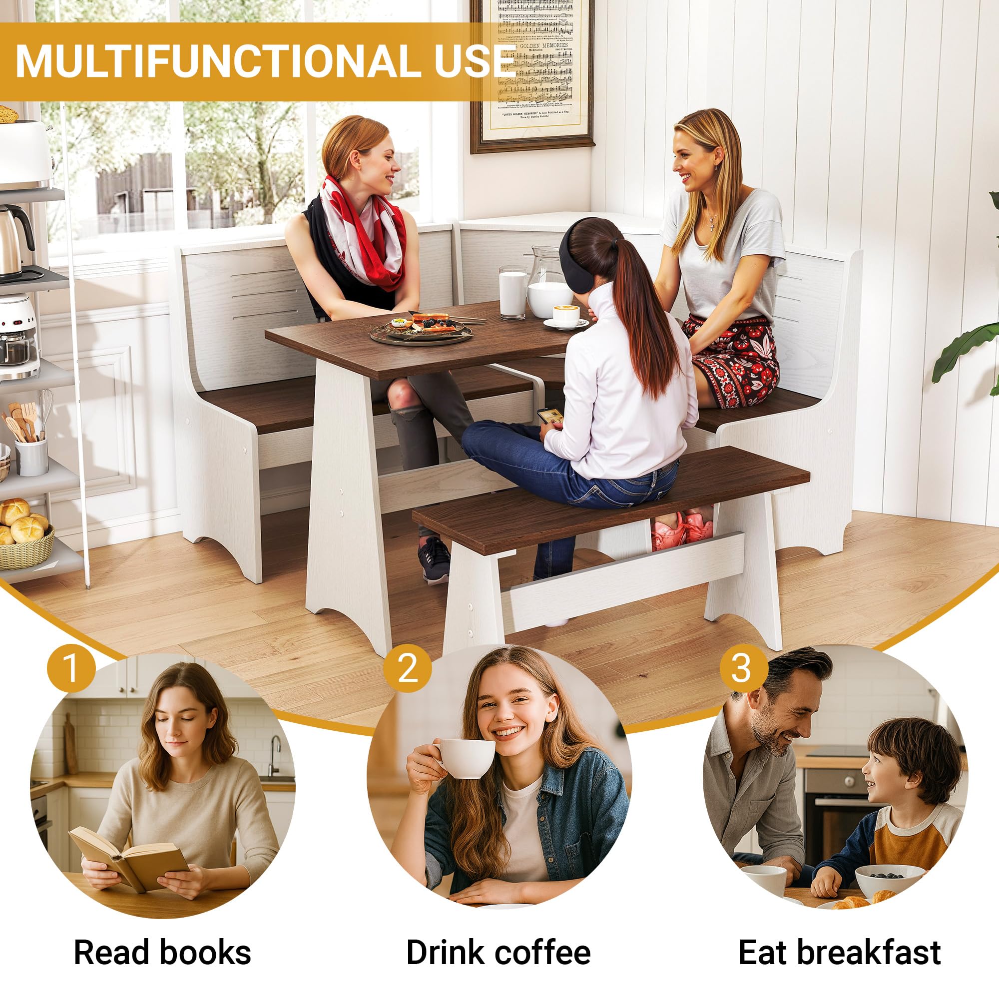 L-Shaped Corner Breakfast Nook Dining Set