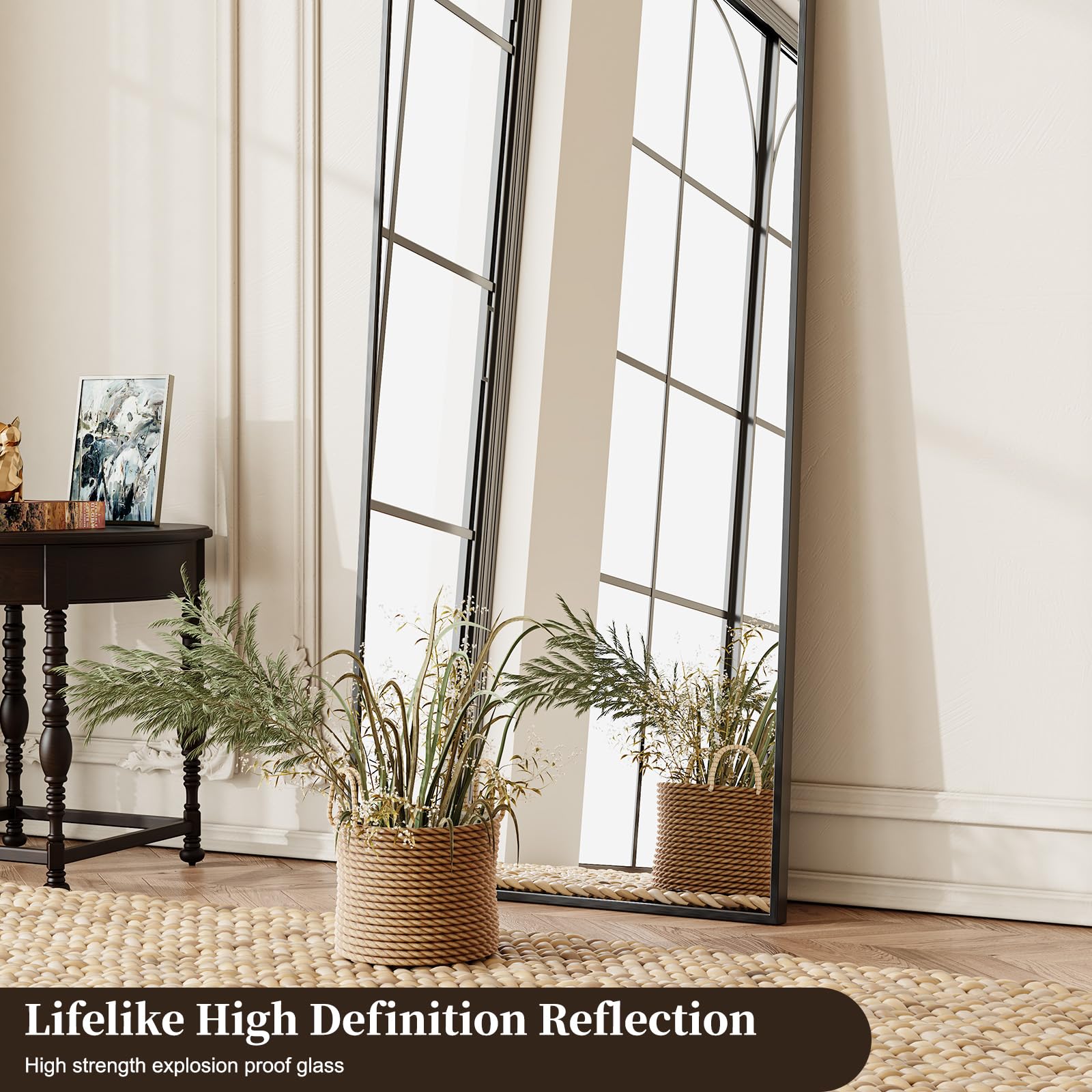 Arched Full Length Floor Mirror with Stand
