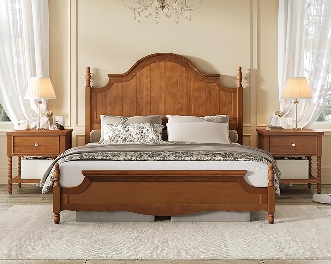 Solid Wood Bedroom Set with Arched Headboard
