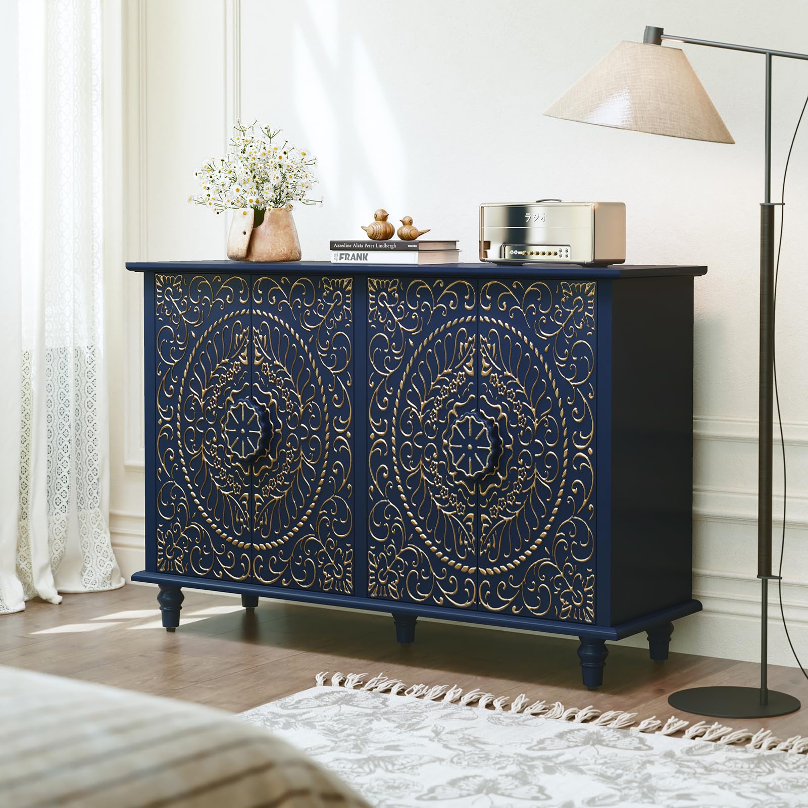 Decorative Accent Sideboard Buffet Cabinet with 4 Doors