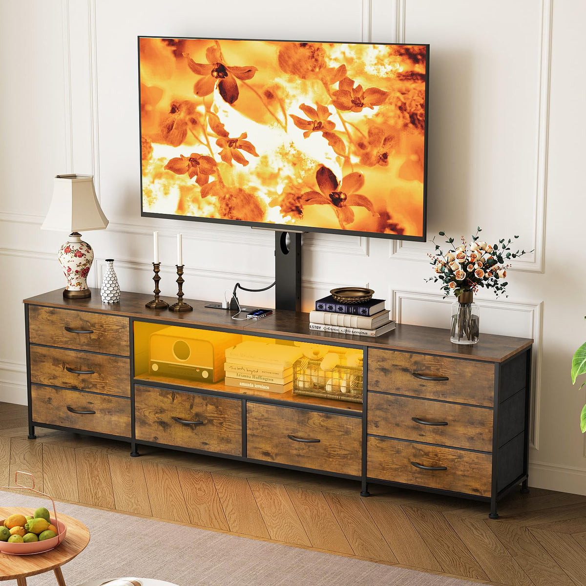 TV Stand with Mount & 8 Drawers