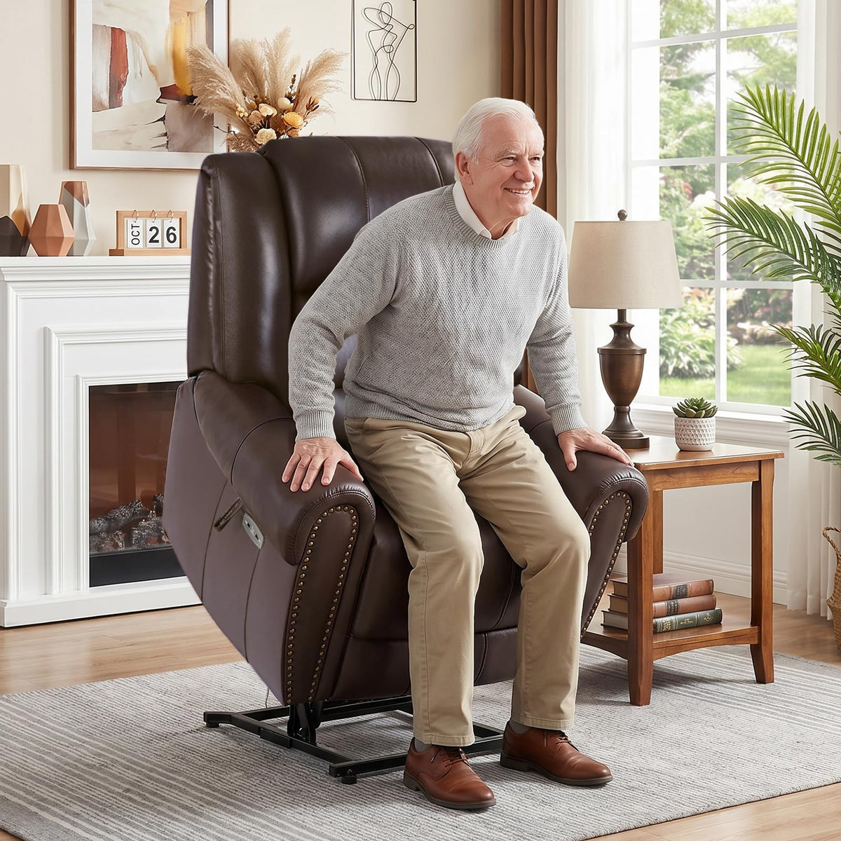 EONIX Retro Dual Motor Lay Flat Power Lift Recliner Chair for Elderly 5'5''