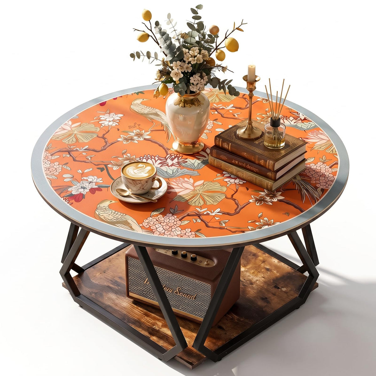 Round Coffee Table with Mat